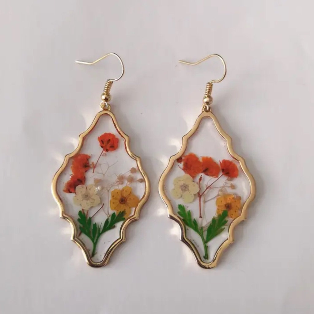 Floral Gold Frame Earrings